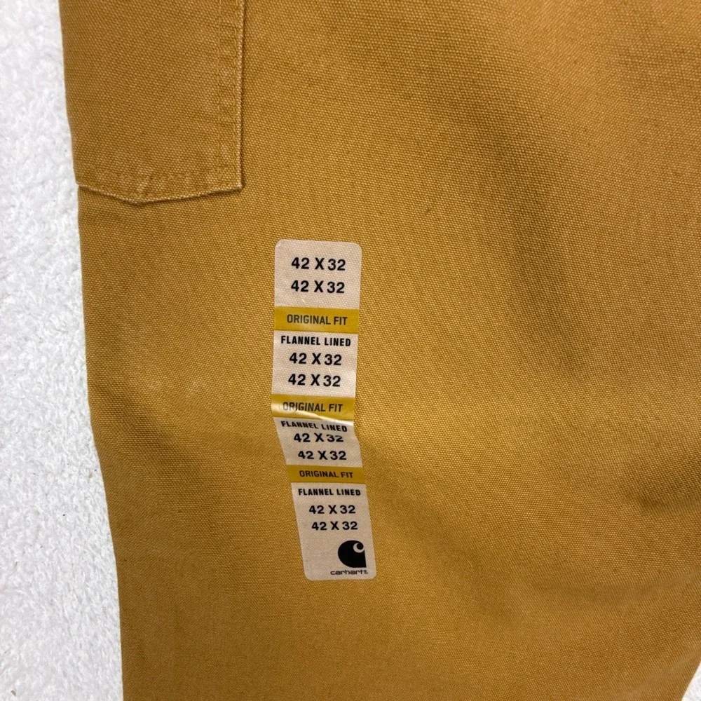 Carhartt B111 BRN Washed Duck Work Dungaree Flannel Lined Brown 42x32 NWT Pants‎